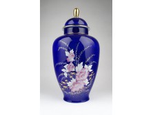 Jelzett kobaltkék porcelán urnaváza 31 cm