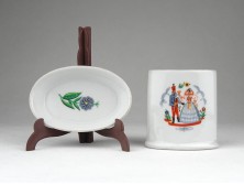 Régi Zsolnay porcelán cigarettás készlet