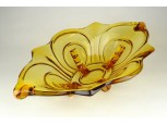 Borostyánsárga art deco üveg gyümölcskínáló