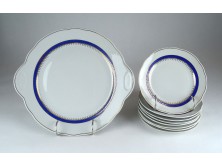 Régi 8 személyes porcelán süteményes készlet