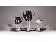 Antik Bareuther Bavaria porcelán 6 személyes kávéskészlet 