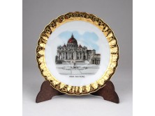 Aranyozott porcelán dísztányér Roma - San Pietro 11.5 cm