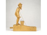Működő horgász fafaragás 17 cm