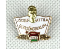József Attila Olvasómozgalom zománcozott bronz kitűző KISZ