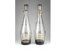 Régi röviditalos, art deco, üveg kínáló pár 27.5 cm