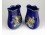 Régi aranyozott fácán díszes kobaltkék porcelán ibolyaváza pár 9.5 cm