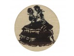 Régi tűgobelin rokokó árnyékkép 17 x 18 cm