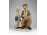 Kalapos úr és kislány jelzett porcelán szobor 20 cm