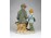 Kalapos úr és kislány jelzett porcelán szobor 20 cm