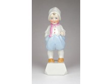 Régi orasz kék bugyogós porcelán baba figura 16 cm