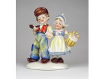 Flamand porcelán gyerek figura páros 11.5 cm