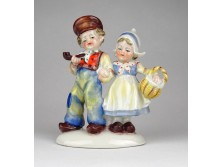 Flamand porcelán gyerek figura páros 11.5 cm