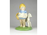 Régi kerámia kislány kiskecskével figura 11.5 cm