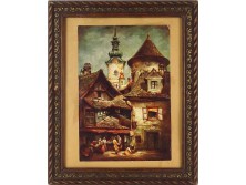 Antik vágható aranyozott faragott képkeret 28 x 22 cm