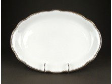 Aranyozott szélű fehér Zsolnay porcelán pecsenyés tál