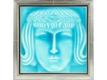 Müncheni ERICH EHMER galéria art deco művészi fej díszcsempe keretben 15 x 15 cm