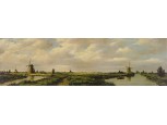 Szélmalmok Kinderdijkben keretezett színes nyomat 22 x 56 cm