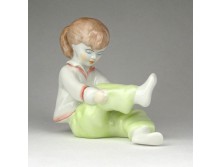 Jelzett Aquincum porcelán kislány figura