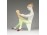 Régi Aquincum porcelán kislány figura macival 13.5 cm