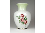 Régi virágdíszes Hollóházi porcelán váza 17 cm