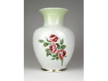 Régi virágdíszes Hollóházi porcelán váza 17 cm