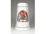 Oroszlándíszes porcelán söröskorsó 17.5 cm