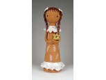 Jelzett copfos lány kerámia figura 27.5 cm