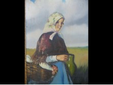 Parobek Alajos Fiatal lány kakassal 1930