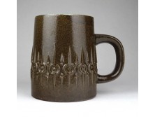 Retro mázas kerámia söröskorsó 13 cm