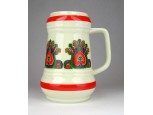 Hollóházi kalocsai mintás porcelán söröskorsó 15 cm