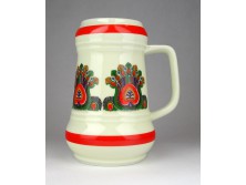 Hollóházi kalocsai mintás porcelán söröskorsó 15 cm