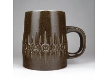 Retro mázas kerámia söröskorsó 13 cm