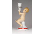 Régi jelzett puttós porcelán gyertyatartó 16.5 cm