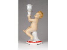 Régi jelzett puttós porcelán gyertyatartó 16.5 cm