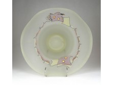 Jon Art kortárs művészi üveg tál 30 cm