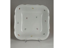 Régi virágmintás Drasche porcelán négyszögletű tésztástál