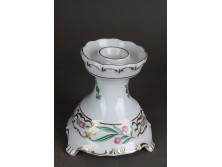 Virágmintás Hollóházi porcelán egyállásos gyertyatartó