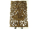 Keleti fafaragás dúsan díszített kemény teak fából 45.5cm x 30cm