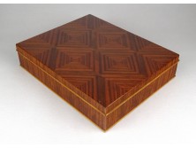 Régi politúros fadoboz kártyadoboz 17 x 21 cm