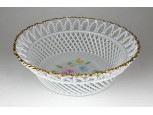 Régi jelzett áttört aranyozott porcelán kosár 21 cm