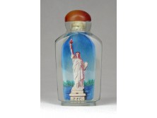 Vastag falú fújt üveg parfümös üvegcse New York-i Szabadság-szobor díszítéssel