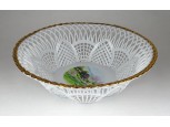 Régi jelzett áttört aranyozott porcelán kosár 22 cm