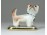 Régi jelzett aranyozott kisméretű porcelán kutya