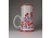 Hollóházi virágmintás piros kék porcelán söröskorsó 14.3 cm