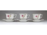 Régi jelzett rózsadíszes porcelán kávéskészlet 3 személyes
