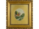 Erdei ház patakkal tűgobelin kézimunka 38.5 x 35.5