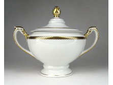Régi nagyméretű porcelán Schlaggenwald cukortartó bonbonier