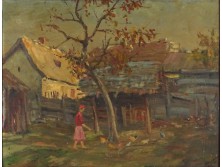 Nedenburg (?) jelzéssel : Tyúkokat etető baromfiudvar