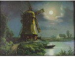 Worpsweder szélmalom színes keretezett nyomat 21.5 x 28 cm