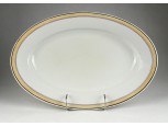 Régi vastagfalú fehér porcelán pecsenyés tál 24 x 35.5 cm